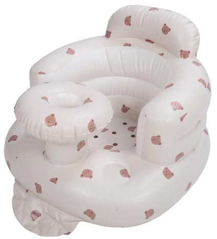 gernie Silla Hinchable para bebé, Silla de Ducha para bebé Portátil, Antideslizante y Anticaída, con un Bonito Estampado de Ositos, con Bomba de Aire y Válvula de Carga a Prueba de Fugas