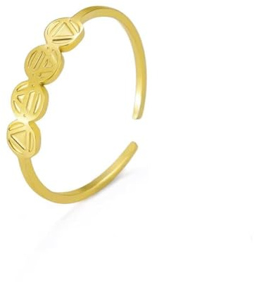 Gu Feng Erde Planet Elemente Ringe 4 Alchemistische Symbole Erde Luft Wasser Feuer Edelstahl Verstellbarer Ring Astrologie Schmuck