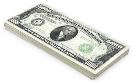 Scratch Cash Dollari Historical - mazzetta da 100 x $ 5.000 Dollars (Dimensioni Reali), Soldi per Giocare, Props Money