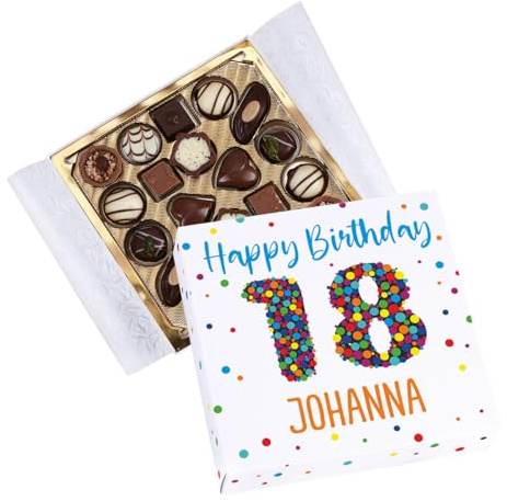 Herz & Heim® Lindt Mini Pralinées in personalisierter Verpackung zum Geburtstag (18. Geburtstag, Volle Größe)