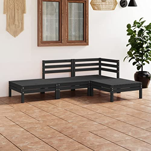 DYRJDJWIDHW Outdoor Kissen,gartenliege wetterfest,paletten,4-TLG. Garten-Lounge-Set Schwarz Massivholz KieferGeeignet für Garten, Swimmingpool, Wohnzimmer, Terrasse