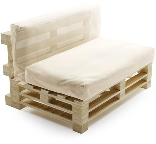 bananair - Palettenkissen Outdoor Wasserdicht & Abnehmbar - Schaumstoffpolsterung, Bequem - Polster Ideal für Europaletten, Palettenmöbel, Gartenmöbel (Sitz- oder Rückenkissen, 120x60 cm, Beige)