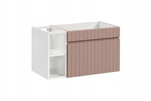 Muebles Slavic Mobile da bagno sospeso sotto il lavabo con cassetto 2 ripiani rosa, 80 cm, mobile da bagno moderno