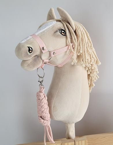 Super Hobby Horse Steckenpferd-Set: A3-Halfter + Seilhalteleine – Puderrosa. Kein Pferd enthalten.
