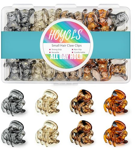 HOYOLS 36 Pcs Kleine Schildkr?te Haar Krallen Clips, Mini Half Up Kunststoff Haarclips für Frauen M?dchen, Starke Griff Anti-Rutsch Kiefer Clips für dünnes kurzes Haar (Amber Glow Mix Farbe)