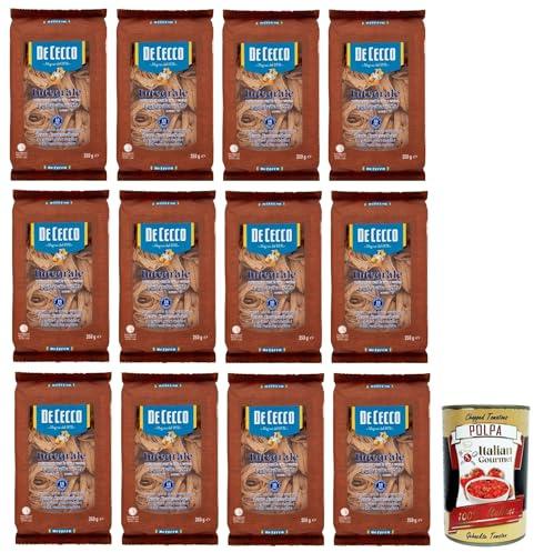 Italian Gourmet Integrale Tagliatelle pasta Vollkorn N° 203 12 x 250g | Trafilatura ruvida e lunga tenuta; ideal für Saucen, Gemüse und Ragù, Gesamtnettogewicht 3 kg + Kostenlos Polpa 400g
