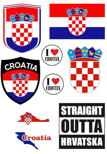 Daged Kroatien Aufkleber Karte 8 Stück - PKW Auto Sticker Motorrad Biker Flagge Fahne Vinyl AKN