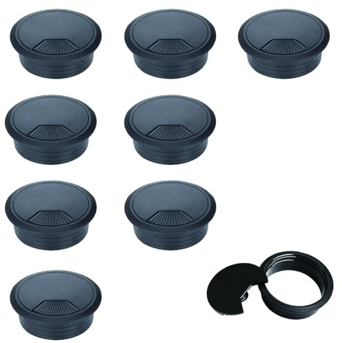10 Pcs Desk Grommet, Desk Grommet 60mm Desk Cable Grommet, Desk Cable Hole Black Desk Grommet Cord Plastic Pc Computer Cable Wire Hole Cover for Home Office