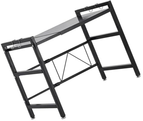 OKUMEYR Multifunktionales Lagerregal Desktop- Schwarzes Ausziehbares für Küchengeschirr-aufbewahrungshalter