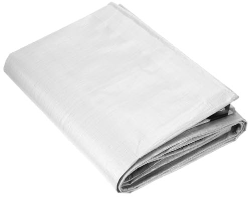 sourcing map Lona pesada extra gruesa de 10 x 10 pies, impermeable, multiusos, para exteriores, para techo, camping, patio, piscina, barco, coche (plata/negro)