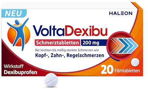 Volta-Dexibu Schmerztabletten, Schnelle & Effektive Schmerzlinderung bei Kopfschmerzen, Zahnschmerzen, Regelschmerzen, 20 Filmtabletten