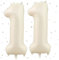 UDRKFOPK Beige Luftballon 11,Zahlen Luftballon Beige,40 Zoll Creme Weiß Folienballon 11,101cm Beige Zahlenballon 11 Helium Ballon Luftballon 11 Geburtstag für Geburtstagsdeko Kinder Mädchen Junge