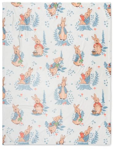 Franco Peter Rabbit Book Easter Kids Bedding Super Soft Cozy Throw, 46 in x 60 in, (Officially Licensed Product)