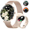LIGE 2025 Smartwatch Damen, 1,43 HD AMOLED Kreisbogen Display Roségold Armbanduhr für Frauen mit Schrittzähler, Telefonfunktion, IP68 Wasserdicht 120+ Sportmodi Sportuhr für Andriod iOS, 2 Armbändern