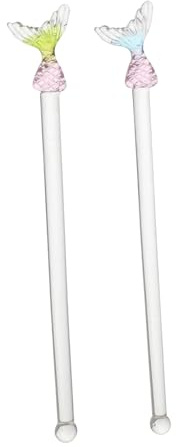 CIYODO 2 Bâtonnets à Mélanger en Verre Créatifs Longue Poignée, Forme Élégante et Confortable, pour Mélanger Boissons Bar