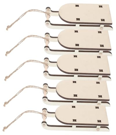 Holibanna Miniatur Holzschlitten 5 Stück Tischdekoration Weihnachten Klassisch Gefertigte Holzornamente Festliche Stimmung