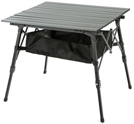 ARROWHEAD OUTDOOR 39 Aluminum Folding Camp Roll Up Table w/Adjustable Height, Undertable Mesh Storage, Carry Bag