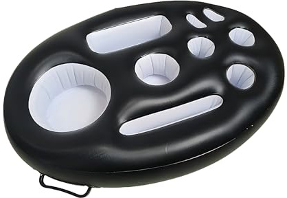Getränkehalter Pool Aufblasbarer Schwimmender 2in1-Getränke und Snackhalter für Sommer Pool Partys (Schwarz)