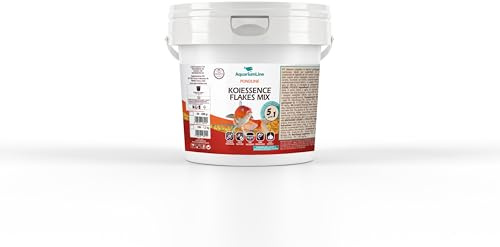 AquariumLine Koiessence Flakes Mix – Alleinfuttermittel in Flocken für Koi und Teichfische – reich an Vitaminen – hohe Verdaulichkeit Eimer (10 l / 1,2 kg)