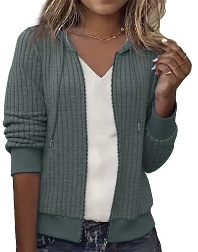 Yeenily Felpa Donna con Zip E Cappuccio Felpa Pile Donna Pile Donna Invernale Leggera A Maniche Lunghe con Tasche Outwear