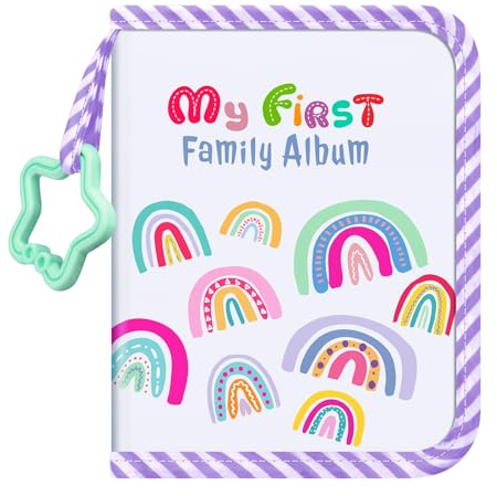 FINTIE Baby Photo Album 4x6 Inch, 18 Photos My First Family Soft Album Book | For Newborn/Toddlers/Kids/Baby Shower Memory Birthday Gifts, Family Tree, First Year Milestones Keepsake, Dreamy Rainbow