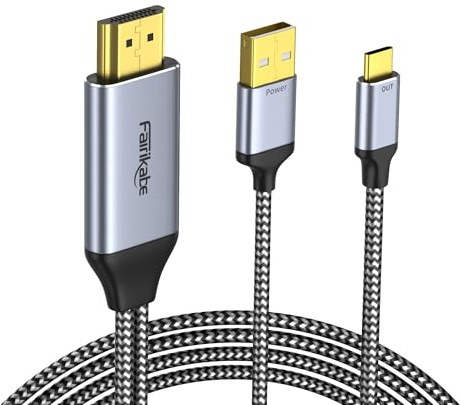 HDMI to USB C Cable 4K60Hz 10FT, HDMI Source to USB C Monitor Display Adapter, Compatible with Xreal Air, Xreal One, Nreal, RayNeo,Rokid AR Glasses, Steam Deck Dock, PS5, Xbox, Portable Monitor