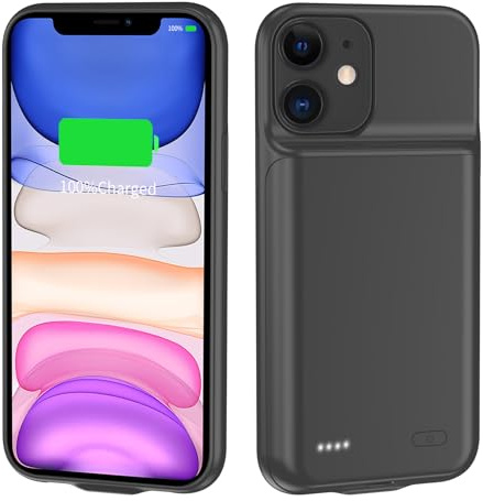 TAYUZH 7000mAh Battery Case for iPhone 11 (6.1 inch) Upgraded Portable Protective Charger Rechargeable Extended Battery Charging Case Compatible with iPhone 11 Black