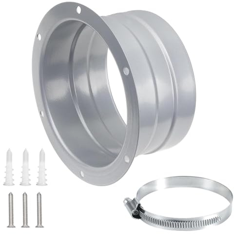 Flansch Luftentlüftung, 100MM Metall Abluftschlauch Adapter Runde Rohr Wandflansch Verbinder mit Schlauchschellen aus Edelstahl und Wandflansch Schrauben Flansch Rundrohr Adapter für Abluftschlauch