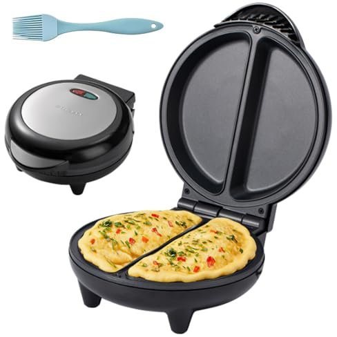 Dual Zone Electric Omelette Maker, Double Non-Stick Omelette Cooker, Deep-Fill Plates, One-Touch Lid, Indicator Lights, Compact Countertop Cooker for Omelettes, Pancakes & Toasties (1 PC)