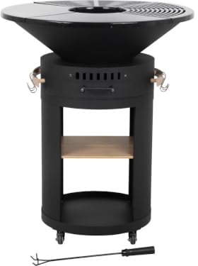 Braciere Cesar premium a carbonella e legna per barbecue plancha - Ø 81 cm - Nero
