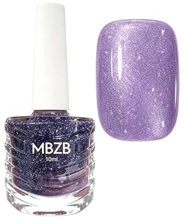 Glitter Purple Nail Polish,Shiny Fast Drying Water Based Nail Varnish,Chip Resistant High Gloss Manicure,No UV Lamp Needed (Purple, Glitter)