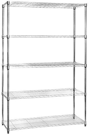 Shopfitting Warehouse Chrome Wire Shelving Unit - 5 Tier, H1800 x W1200 x D450 mm