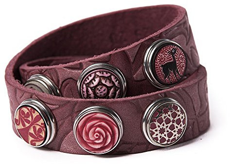 Noosa Armband Wrap Bracelet Double Skinny embossed wine red, Grösse:S