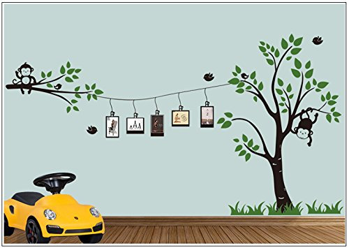 Deco-idea Wandtattoo wandaufkleber kinderzimmer Baum Vogel AFFE Bilderrahmen wbm46(064 gelbgrun, set4:Baum 280cm x150cm (Hoch))