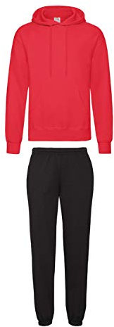 2er-Set Fruit of the Loom Hausanzug Sportanzug Jogginghose & Kapuzensweatshirt (M, Schwarz)