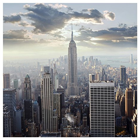 Bilderwelten New York Fototapete 3D inkl. Kleister 192x192cm - Vliestapete Made in Germany - Fototapete Städte Wohnzimmer - Fototapete Skyline Stadt - Tapete Skyline Schlafzimmer Flur T_2338