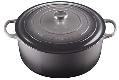 Le Creuset Signature Cocotte en fonte avec Couvercle, Ronde, Ø 34 cm, 12,54 L, Pour tous types de cuisinières (y compris à induction), Gris (Flint)