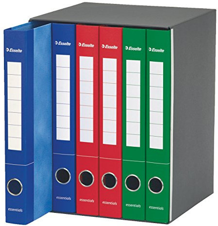 Esselte 391965000 Raccoglitore a 2 anelli, Dorso 4 cm, Colori Assortiti- 1 Gruppo da 6 raccoglitori