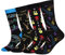Cansok Herren Socken Waden Mannschafts Neuheit Musik Gitarre Saxophon Socken Packung mit 4