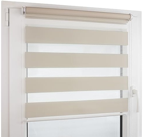 Deco4Me Doppelrollo Klemmfix ohne Bohren (105 x 160 cm, Beige) - Duo Rollo lichtdurchlässig - blickdichte Rollos für Fenster ohne Bohren - Klemmrollo, Fensterrollo, Innenrollo (Stoffbreite 101 cm)