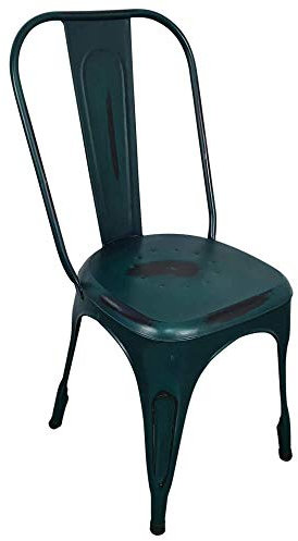 Retro Bistrostuhl aus Metall stapelbar - Vintage Design - Stapelstuhl mit Industrie Look für Esszimmer, Küche, Balkon - Stabiler Küchenstuhl Used-Look - Metallstuhl mit Lehne Farbe Grün
