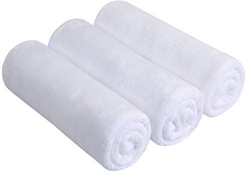 SINLAND 3 Stück Microfiber Gym Handtücher Saugfähiges Sporthandtuch Super weich Trainingshandtuch für Fitnessstudio und Gym 40cm x 80cm Weiß
