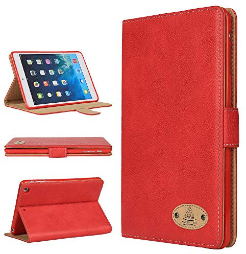 Gorilla Tech - Custodia protettiva in vera pelle per Apple iPad Mini 3, modello A1599 A1600, con funzione di supporto, in pelle, colore: Rosso