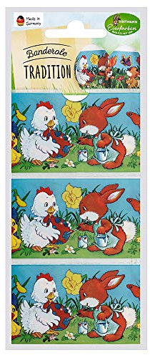 Heitmann Eierfarben Eierfarben 12 Dekorbanderolen mit 4 verschiedenen Motiven - traditionelle Ostermotive - Ostern - Ostereier bemalen, Ostereier dekoieren