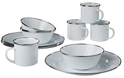 A.Blöchl Ensemble de Cuisine en émail 12 pièces de Haute qualité Western pour 4 Personnes (12 teilig/Blanc)