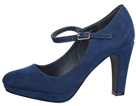 Elara Damen Pumps Riemchen High Heels Vintage Chunkyrayan New BL692 Navy-41