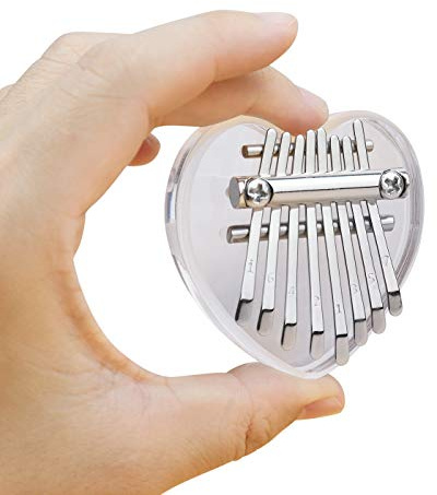 Alnicov 8 Tasten Mini Kalimba Kristall Mbira Daumen Klavier Bestes Geschenk für Anfänger in Geburtstag Weihnachten und anderen Anlässen (Love-8)