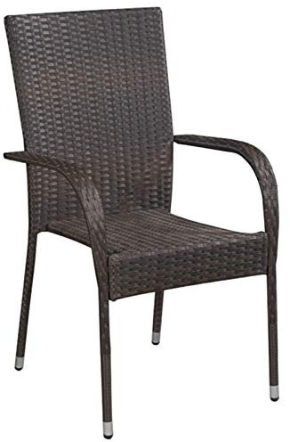 Tidyard 4 STK. Stapelbare Gartenstühle Stapelstuhl Stapelsessel Balkonstühle Poly Rattan Braun 55,5 x 53,5 x 95 cm