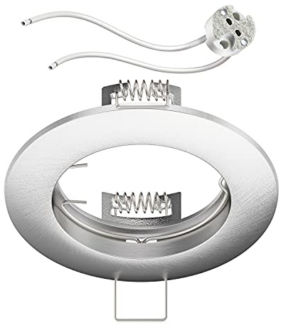 ledscom.de Deckeneinbaurahmen Circ Aluminium Einbaurahmen chrom matt (LED/Halogen/MR16/50mm) inkl. GU5.3 Fassung