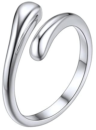 SILVERCUTE Damen verstellbar Zehen Ring 925 Sterling Silber Wassertropfen Design Offener Zehenring Minimalist Schmuck Accessoire für Cocktailparty Strandparty